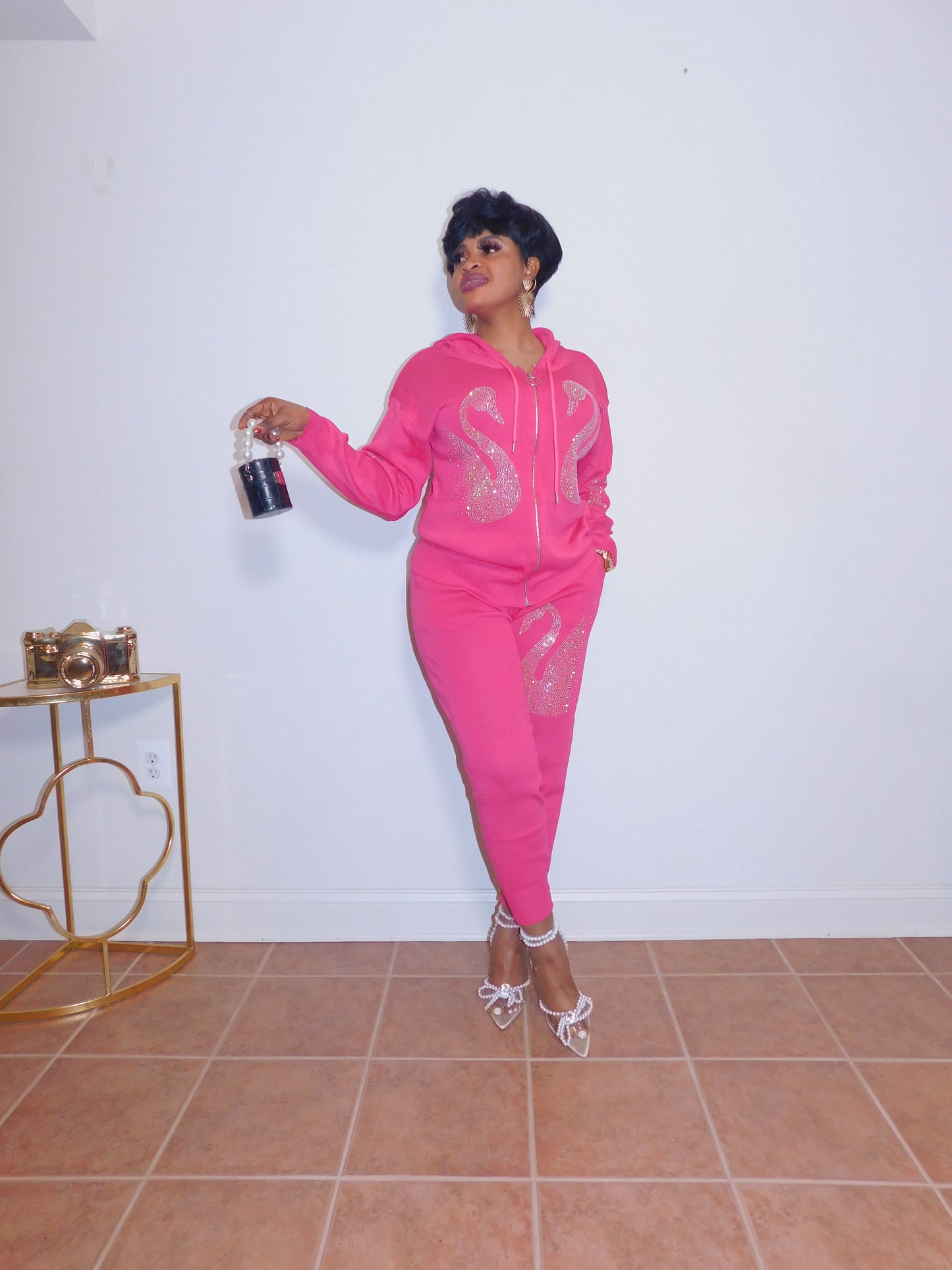 Almost Everyday Rhinestone Pink Joggers Set