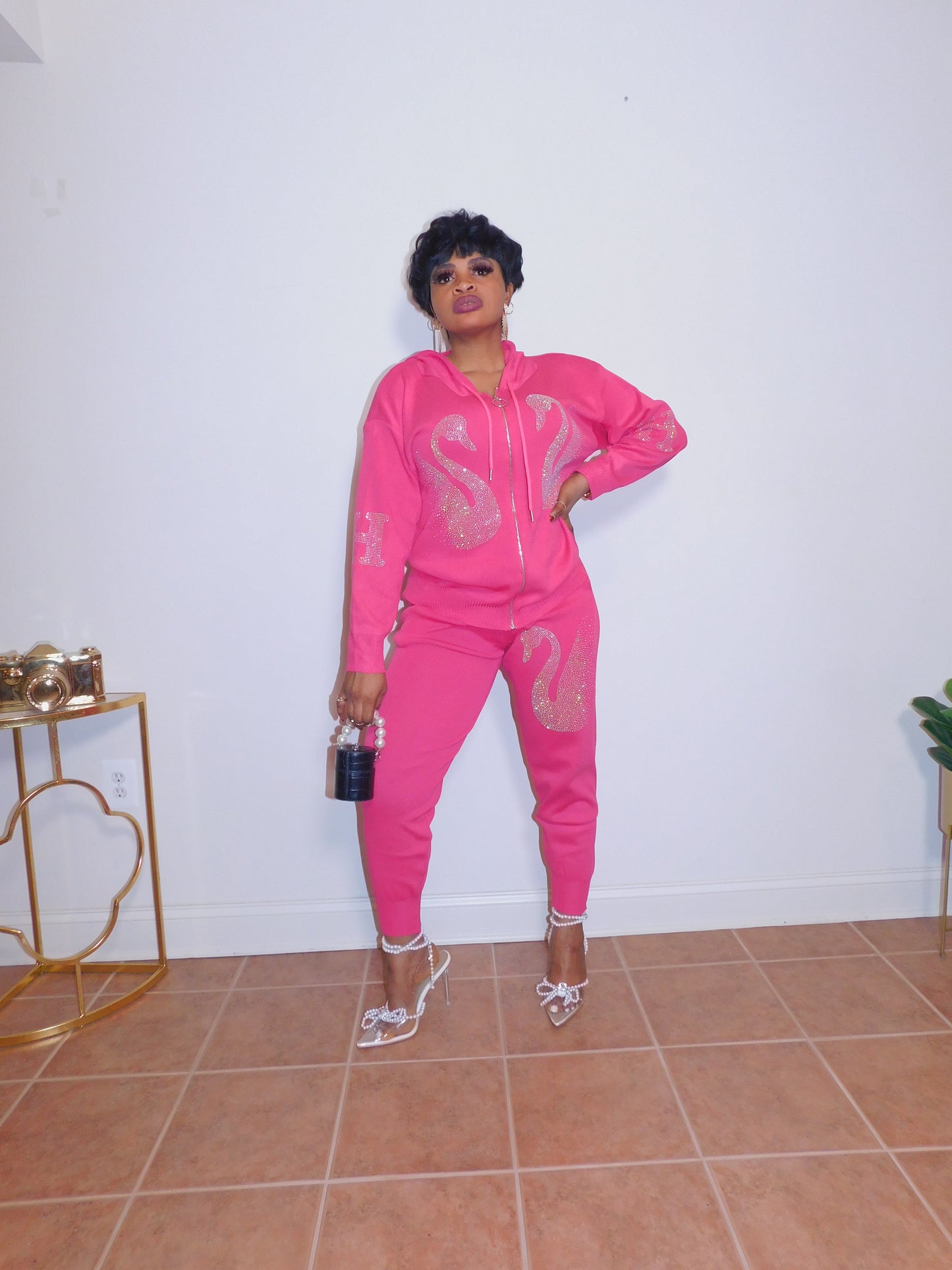 Almost Everyday Rhinestone Pink Joggers Set