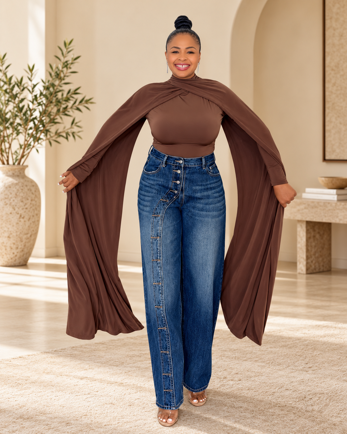 The Sienna Draped Cape Top